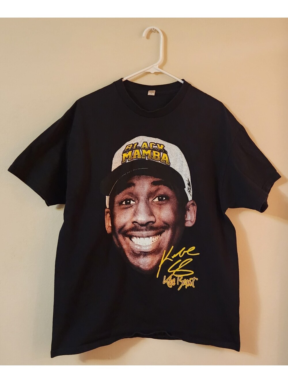 Kobe Bryant Black Mamba Signature Black T-Shirt Men's XL Young Kobe Lakers